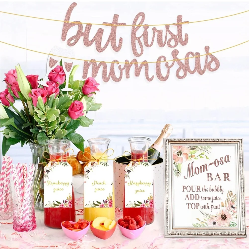 NEW Rose Gold 'But First Mimosas' Party Banner and new baby stickers - Picture 10 of 10